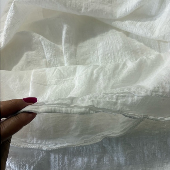 Max Studio White Ruffle Mini Dress. Cotton/Rayon Blend. Embroidery/Buttons chest - Picture 6 of 12